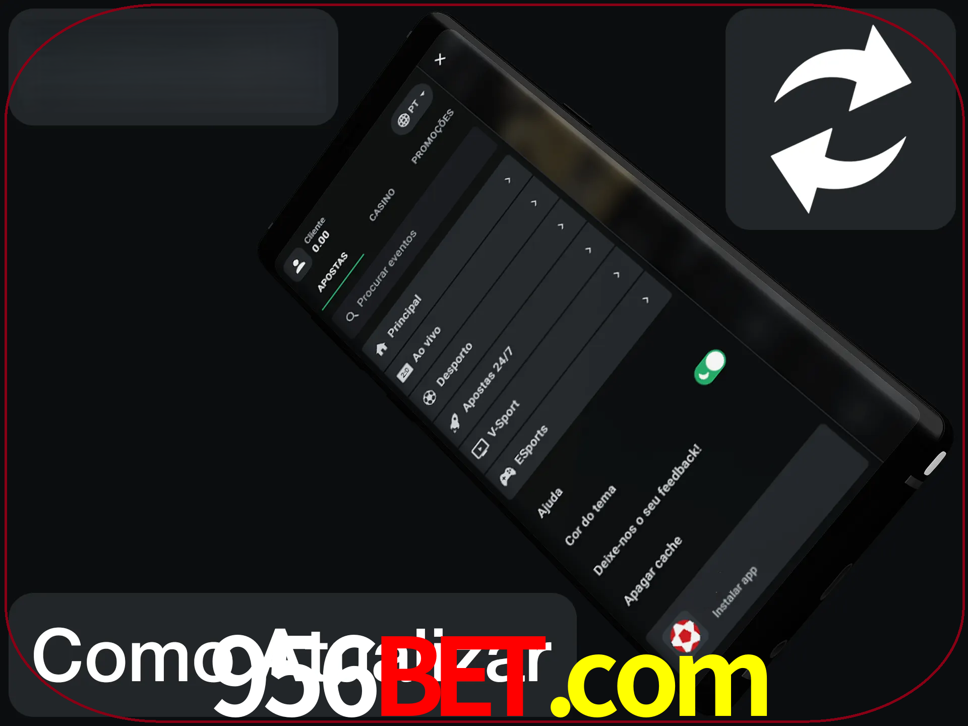 O aplicativo é atualizado automaticamente quando você faz o login.