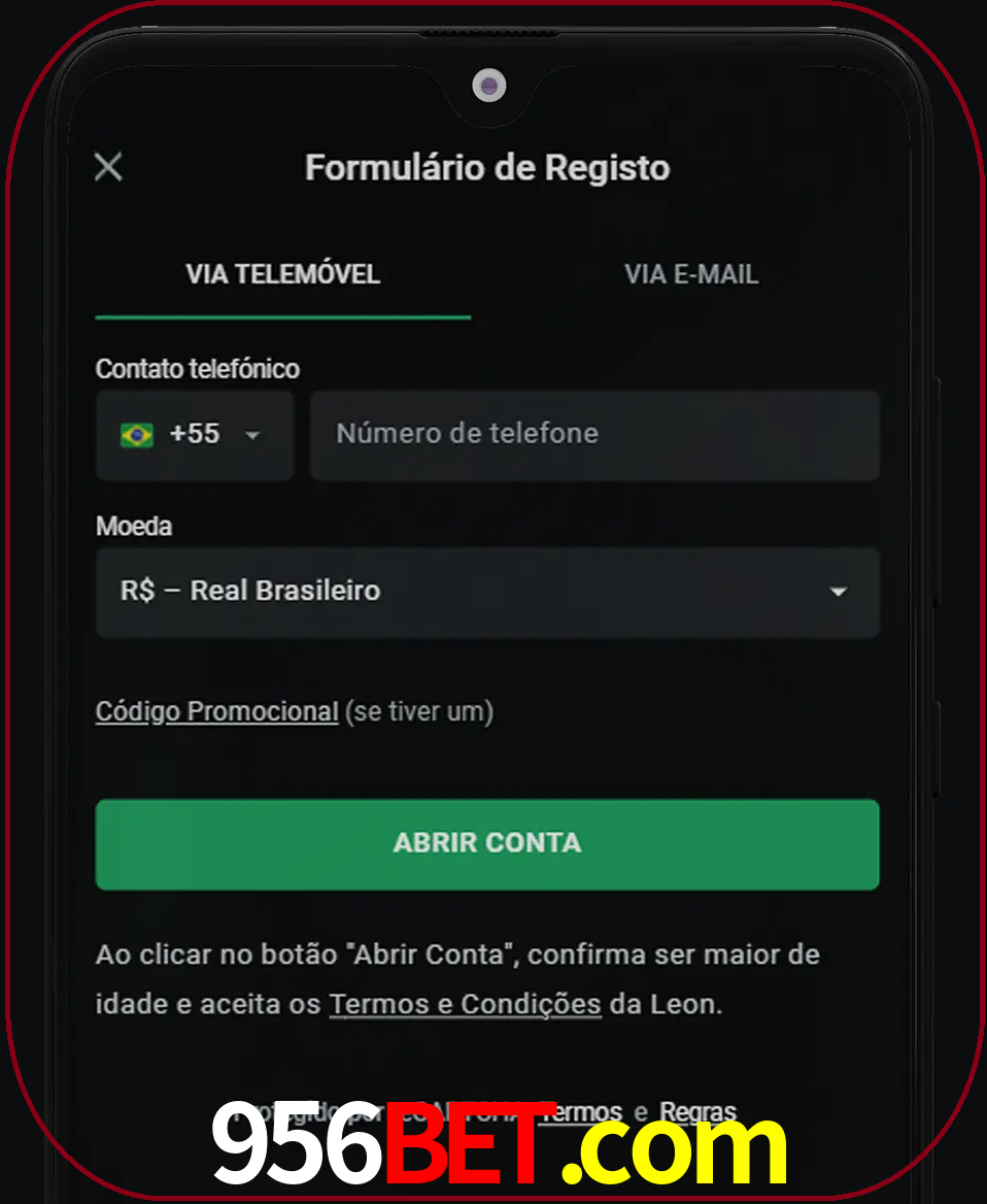 Abra o aplicativo e inicie o processo de registro.