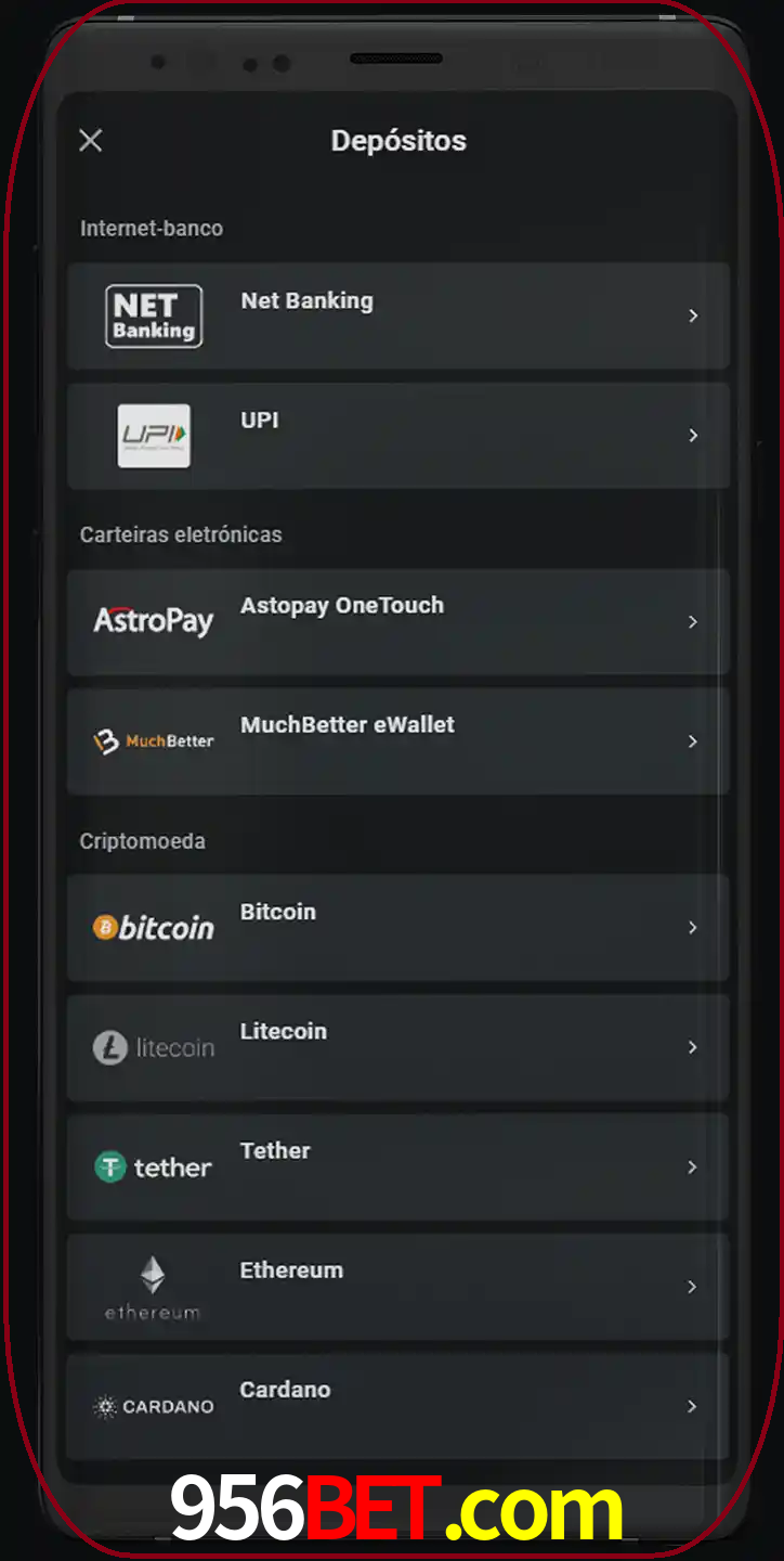 Você pode usar métodos alternativos de depósito.