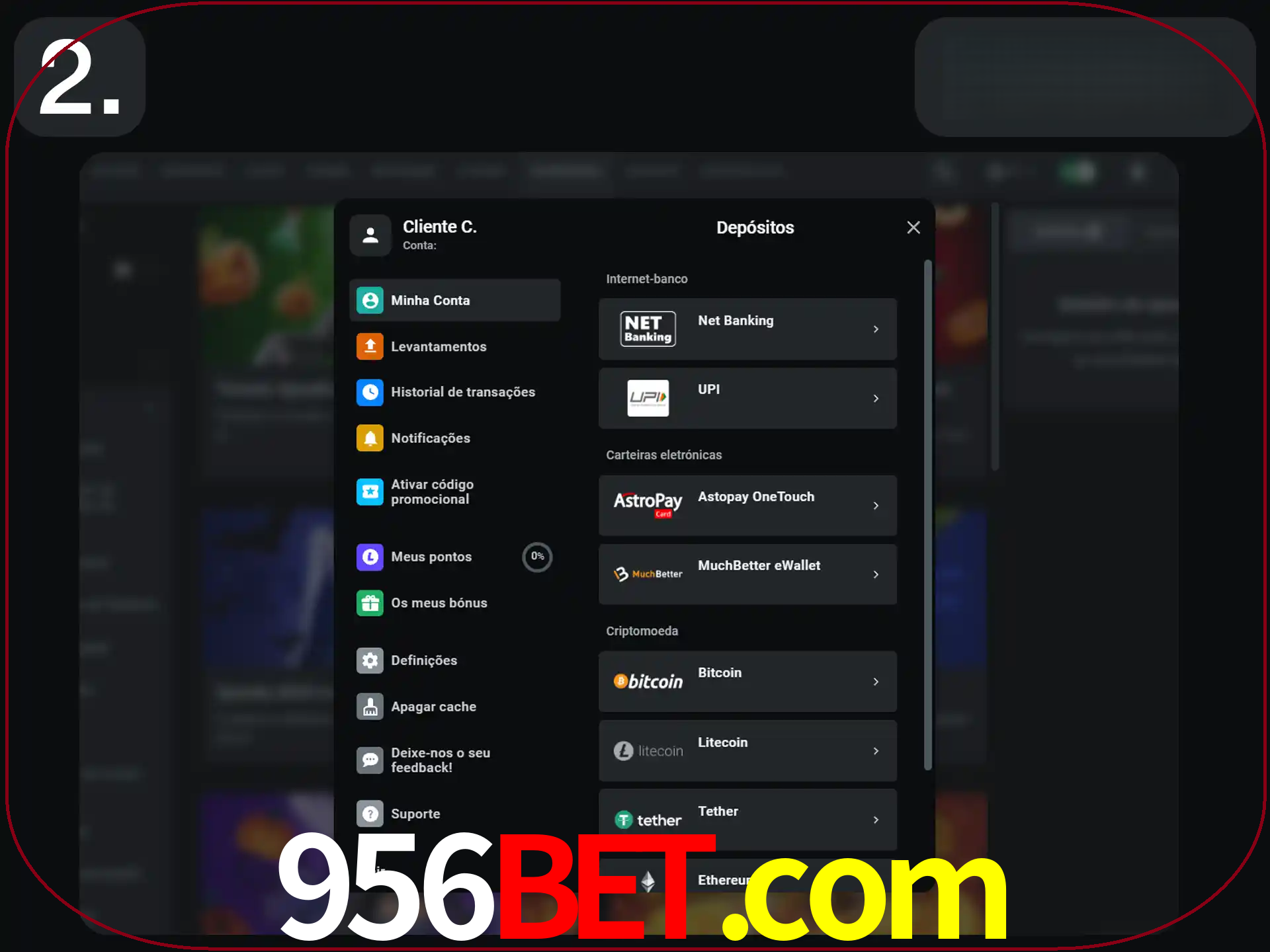 Clique na forma de pagamento preferida.